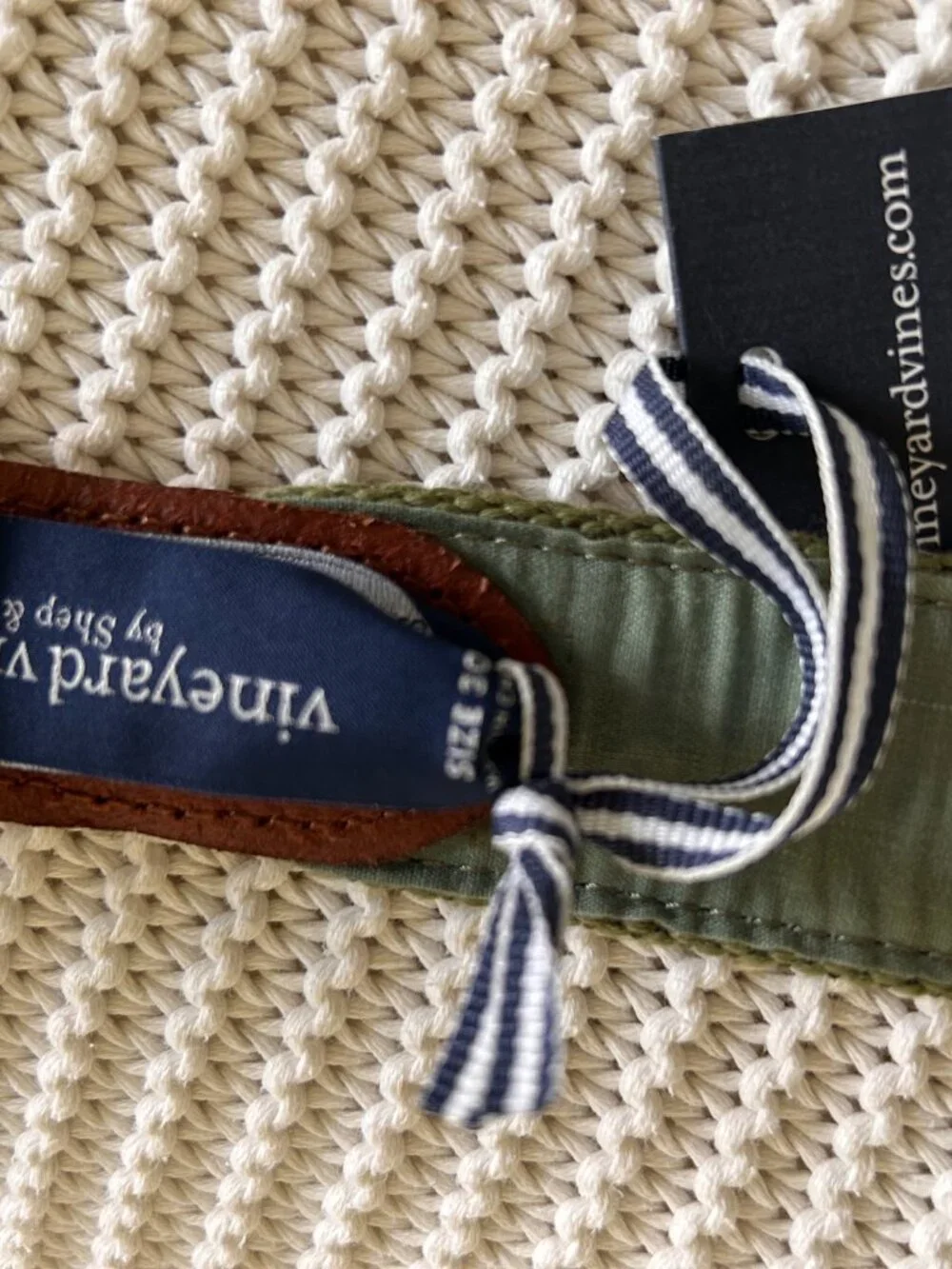 Vineyard Vines | Marine Olive Belt w/ Sharks | Size 30 Boys | NWT + Box